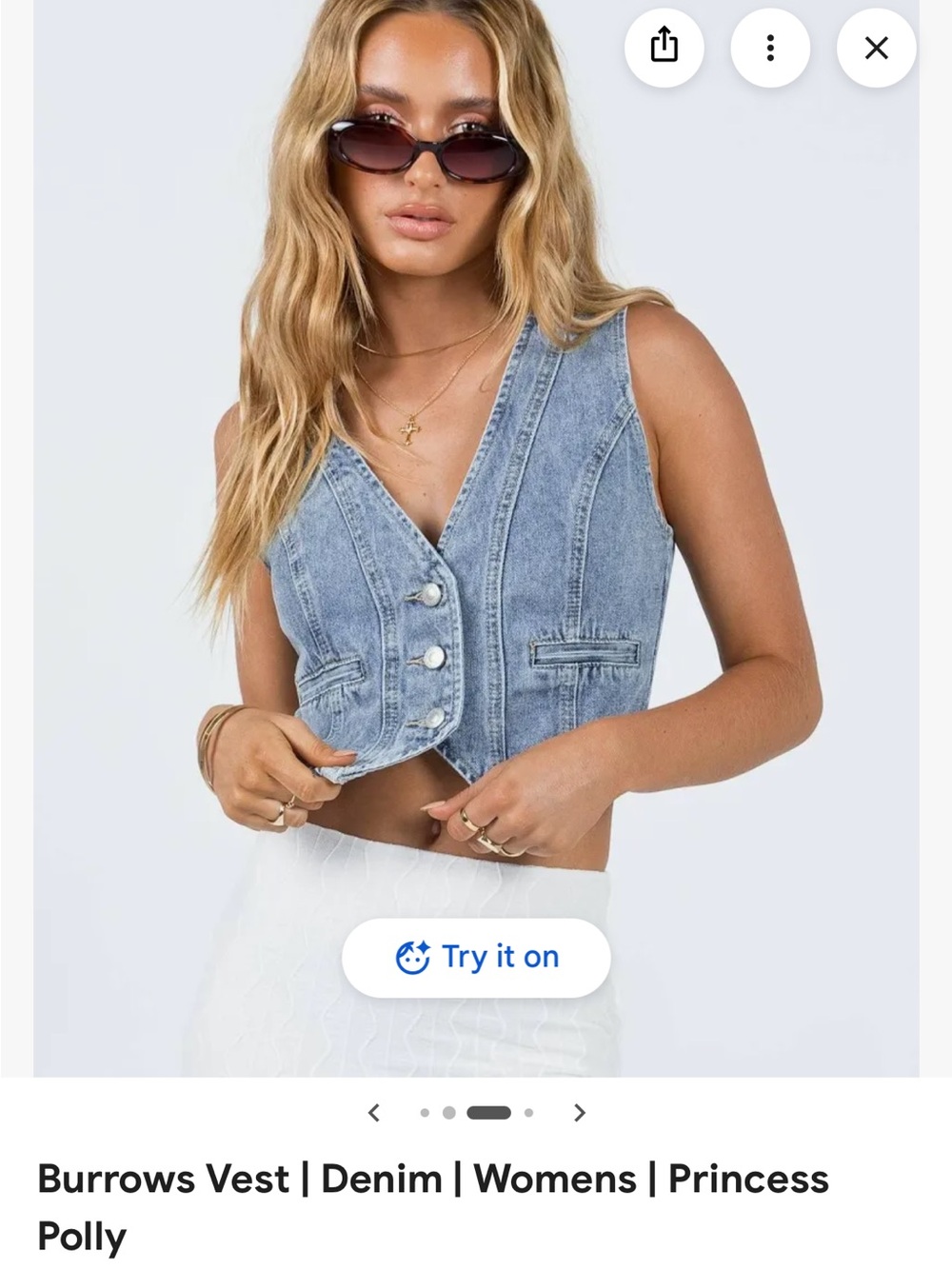 Princess Polly Burrows Denim Vest - Light Blue